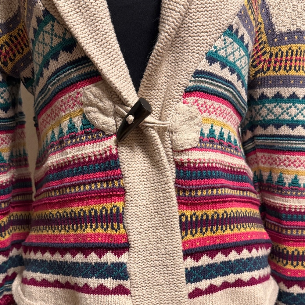 Fun Cream & Multicolor Patterned Cardigan - Picture 4 of 7